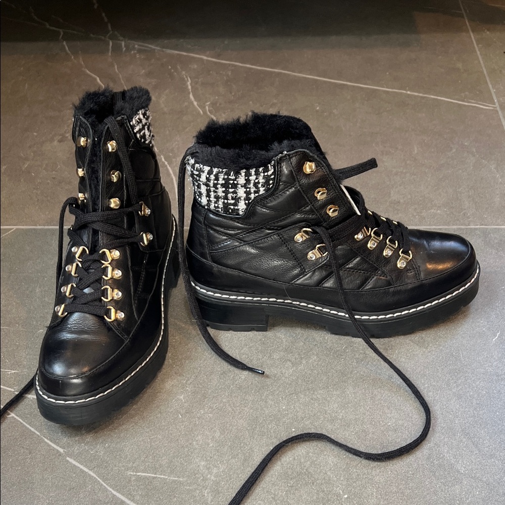 Kurt Geiger Black and White Lace Up Boots